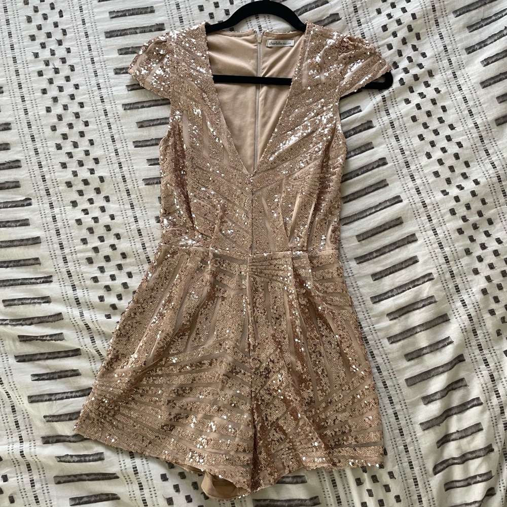 Gold sequins romper, NYE romper, Charlotte Russe, Size Small